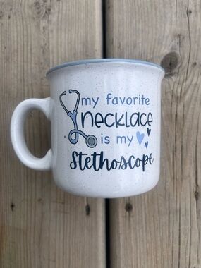 Ceramic Mug with Blue Stethoscope Design Nurses Doctors Healthcare